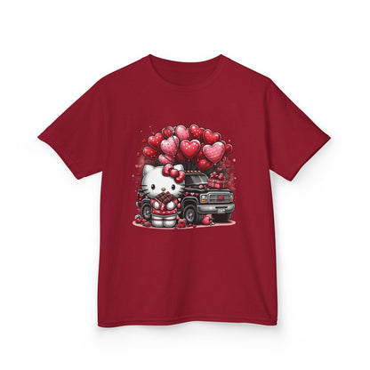 Kids Tee — Cute Kitty with Heart Balloons Valentine Shirt