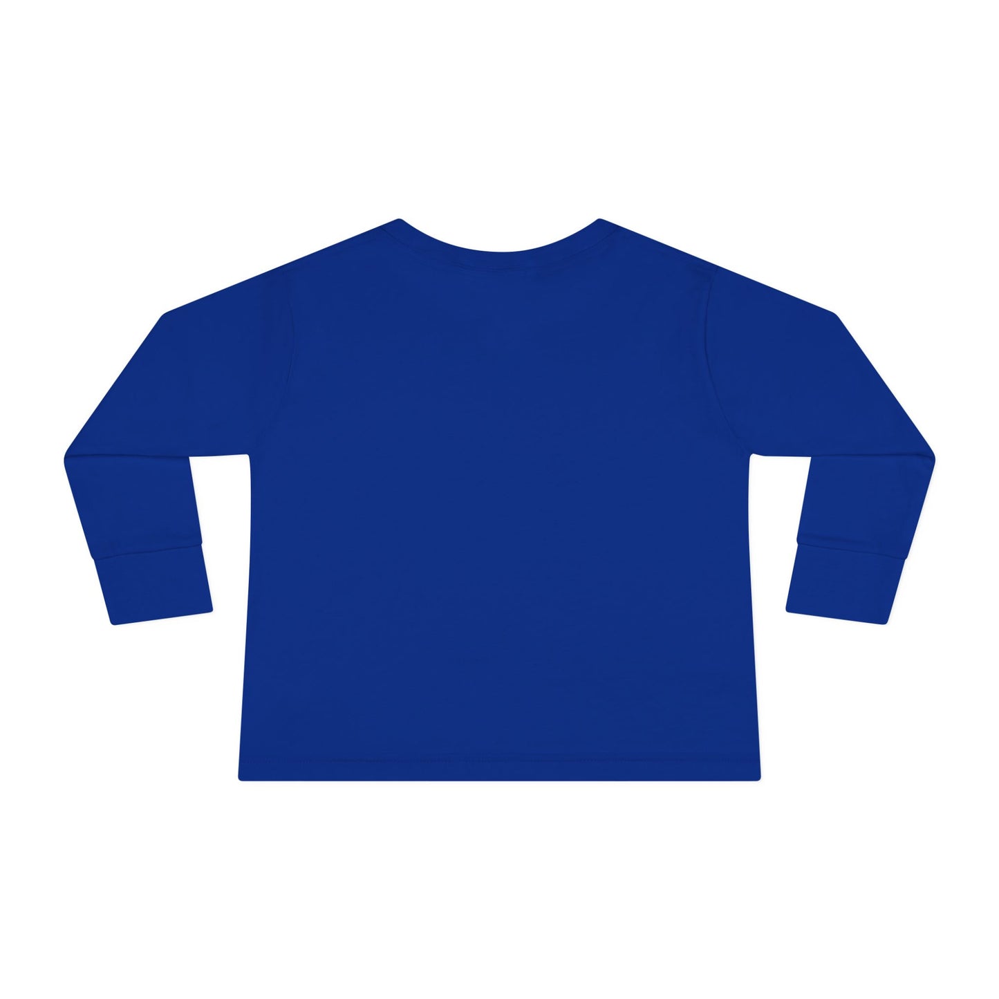 BLUE-Y Toddler Long Sleeve Tee — "OMG Santa! I Know Him!" DOG Christmas Shirt