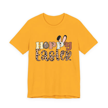 Happy Easter Leopard Print Tee — Cute Bunny Egg Holiday T-Shirt