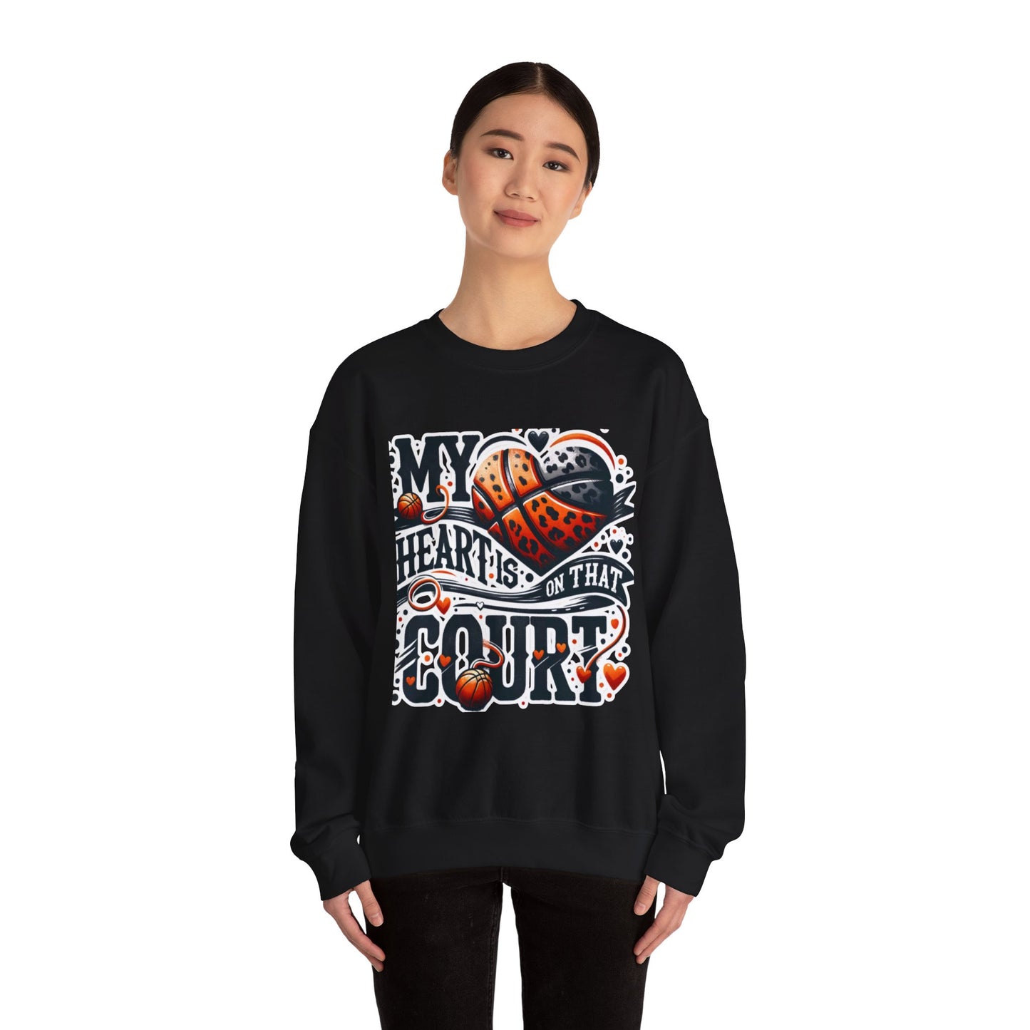 Basketball 'My ❤️Is On That Court' Crewneck Sweatshirt