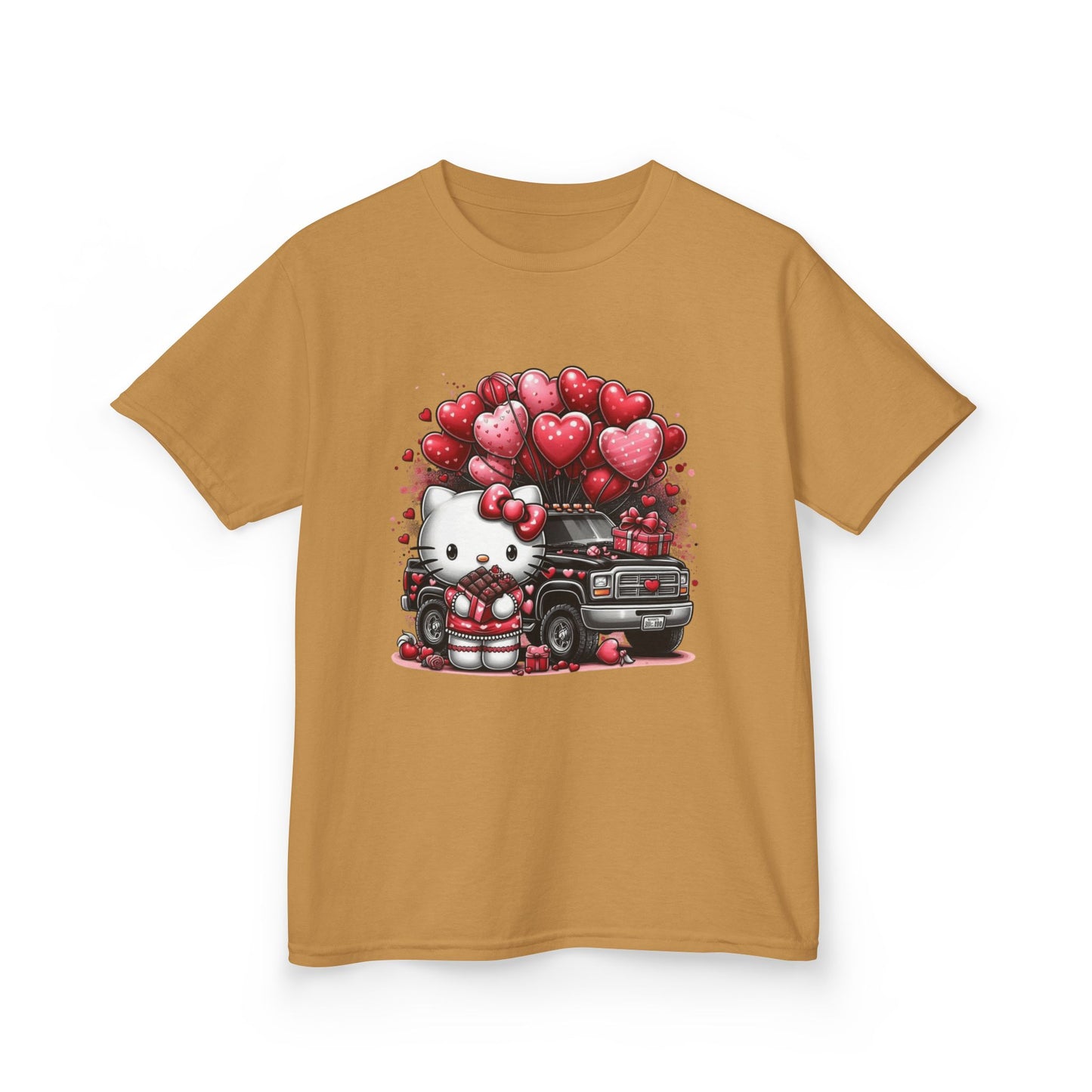Kids Tee — Cute Kitty with Heart Balloons Valentine Shirt