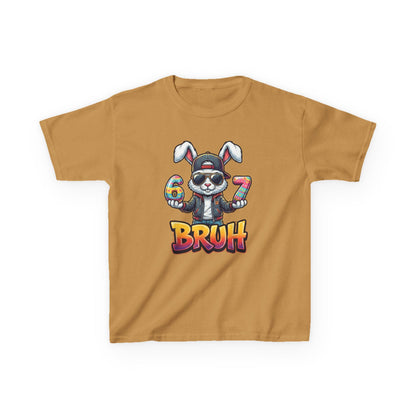 Kids 'Bruh 6 7' Bunny Graphic Tee — Cool Cartoon Bunny Shirt for Kids