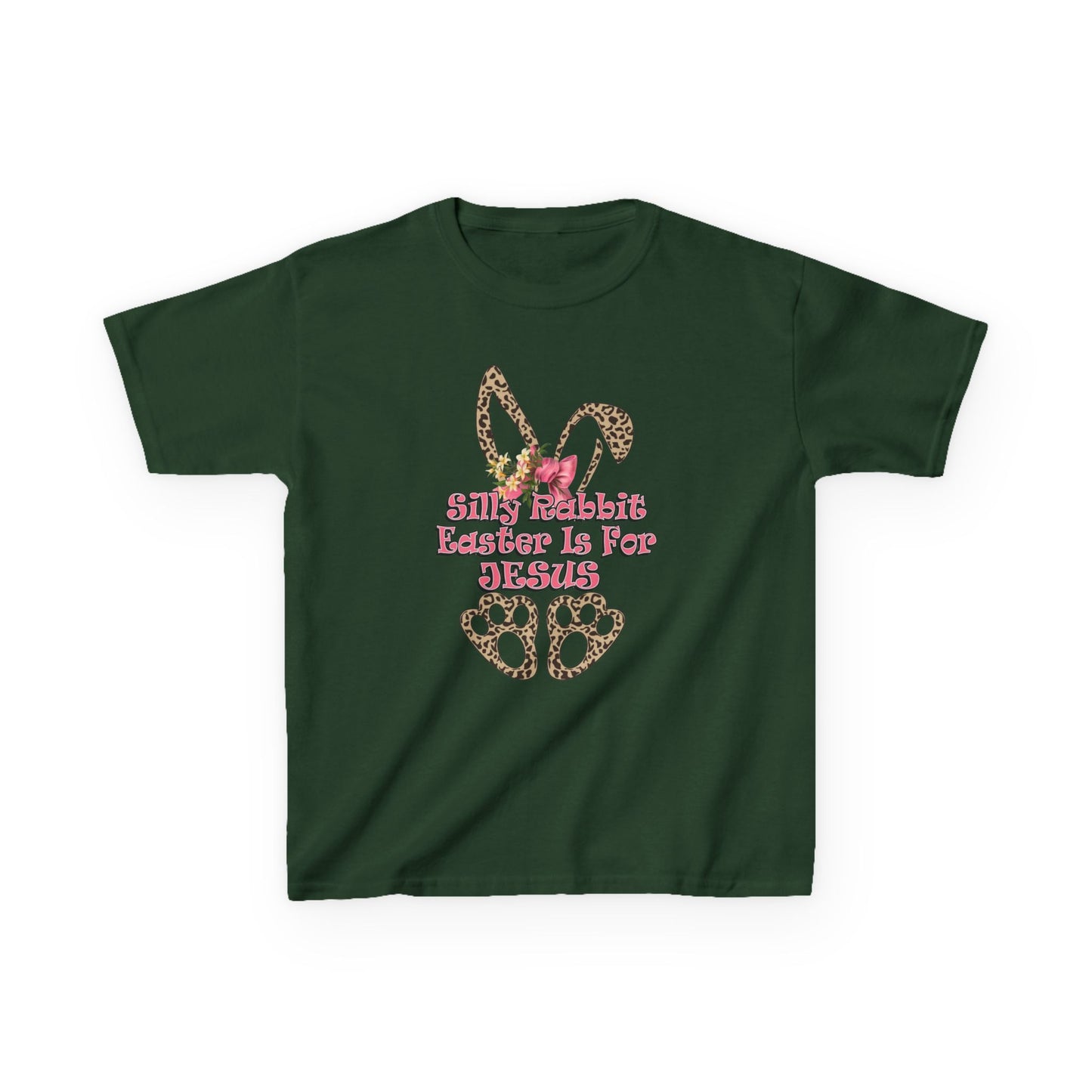 Kids Tee — Leopard Bunny Ears & 'This Little Bunny Is For Jesus' Easter Shirt