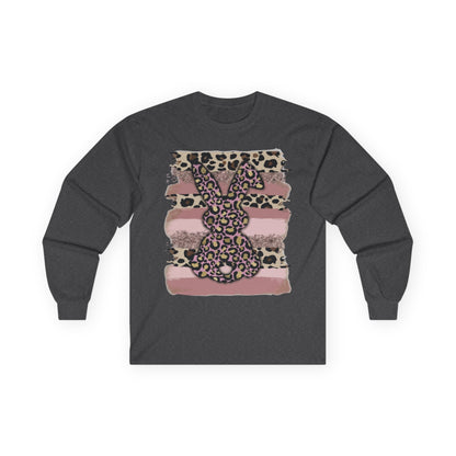 Leopard Bunny Long Sleeve Tee — Pink Stripes & Animal Print