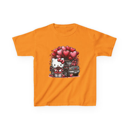Kids Tee — Cute Kitty with Heart Balloons Valentine Shirt