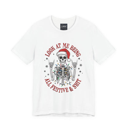 Festive Skeleton Tee - Unisex Jersey Short Sleeve T-Shirt
