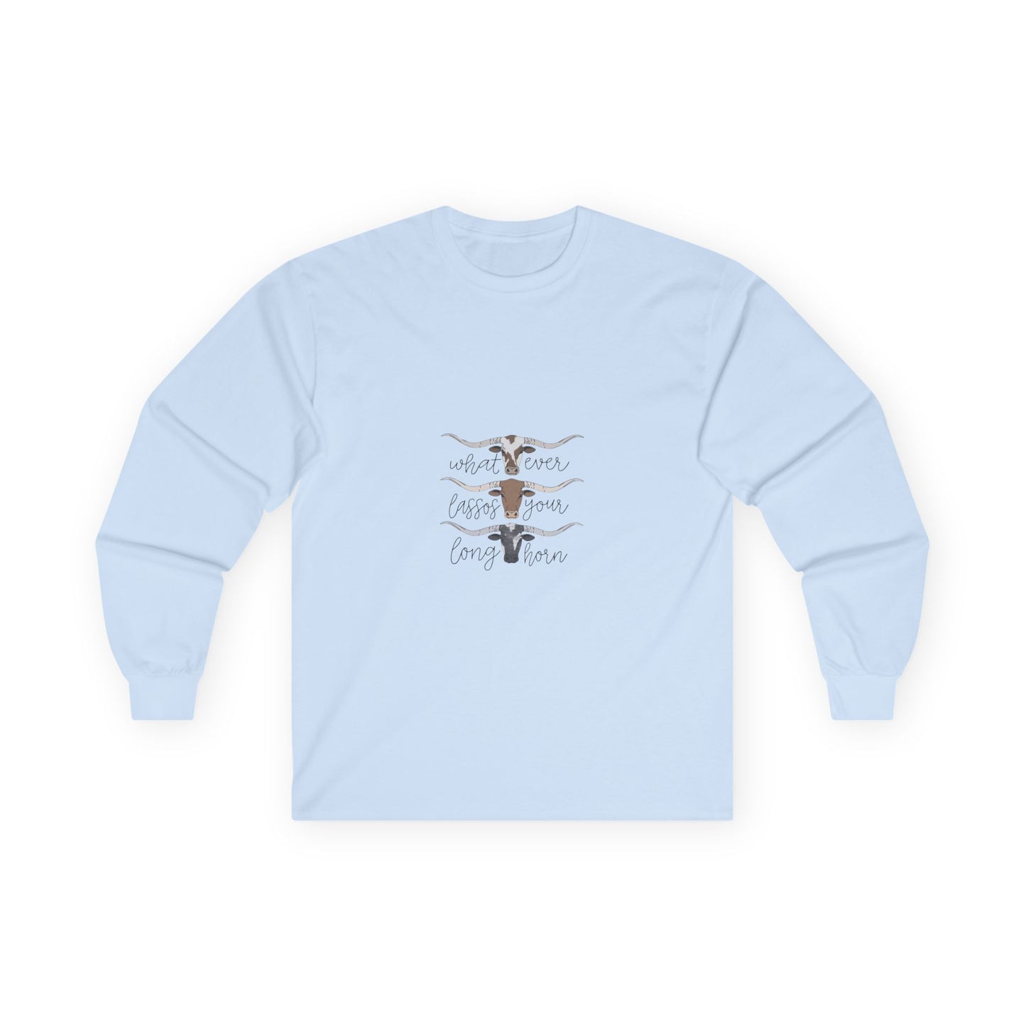 Longhorn Trio Long Sleeve Tee – 'Stay Humble Hustle Hard' Western Graphic