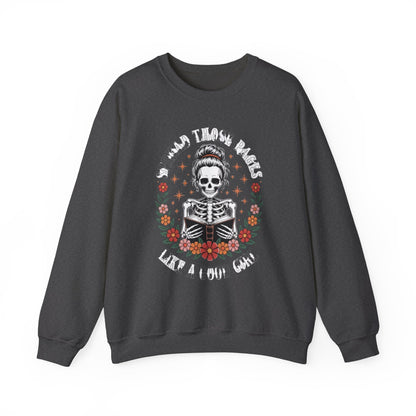 Skeleton Reading Sweatshirt — "And Then There Were None" Floral Gothic Crewneck
