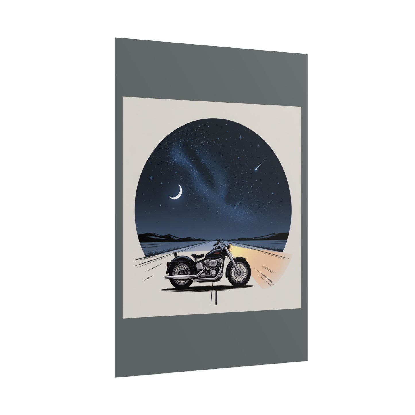 Motorcycle Night Sky Rolled Posters