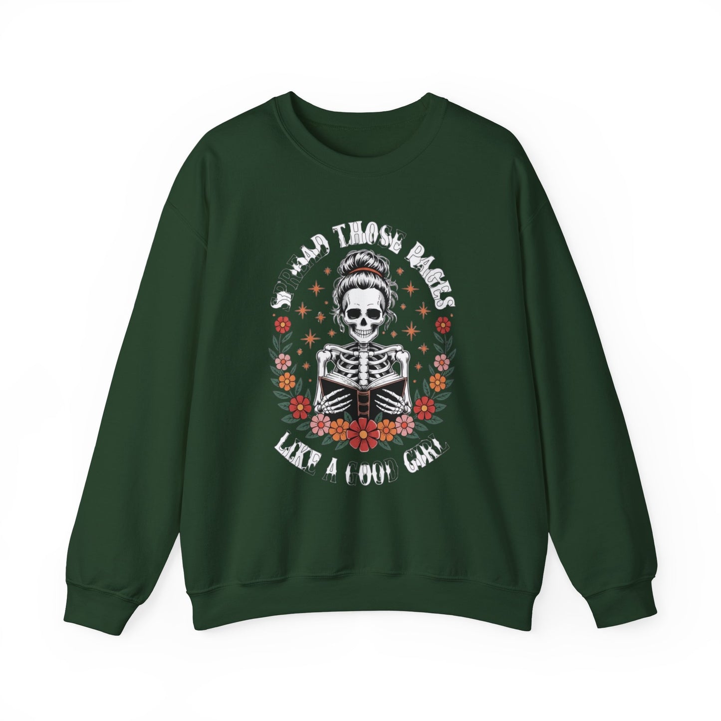 Skeleton Reading Sweatshirt — "And Then There Were None" Floral Gothic Crewneck