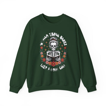 Skeleton Reading Sweatshirt — "And Then There Were None" Floral Gothic Crewneck