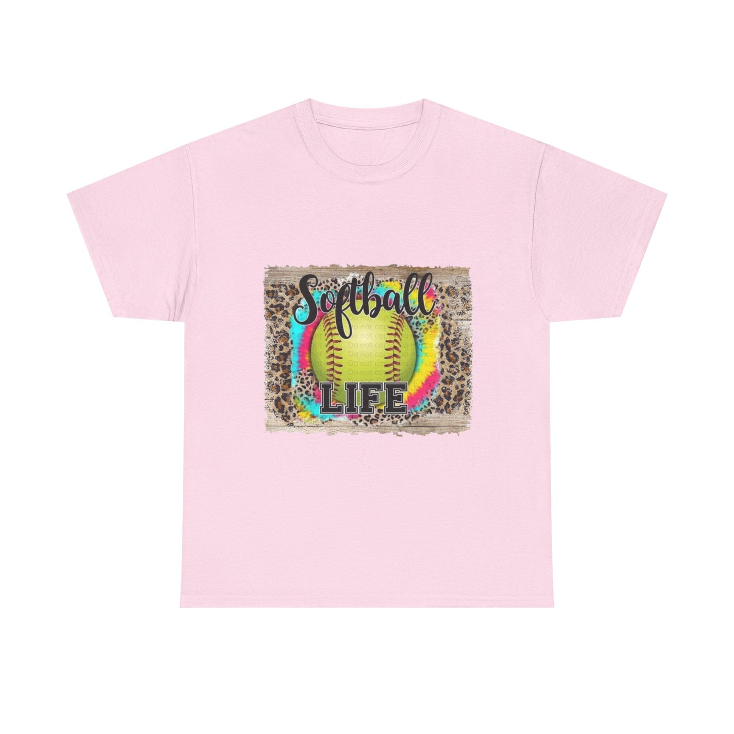 Softball Life Tee — Neon Softball Graphic with Leopard Accent