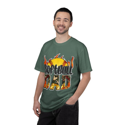 Softball Dad T-Shirt — Flaming Softball Design