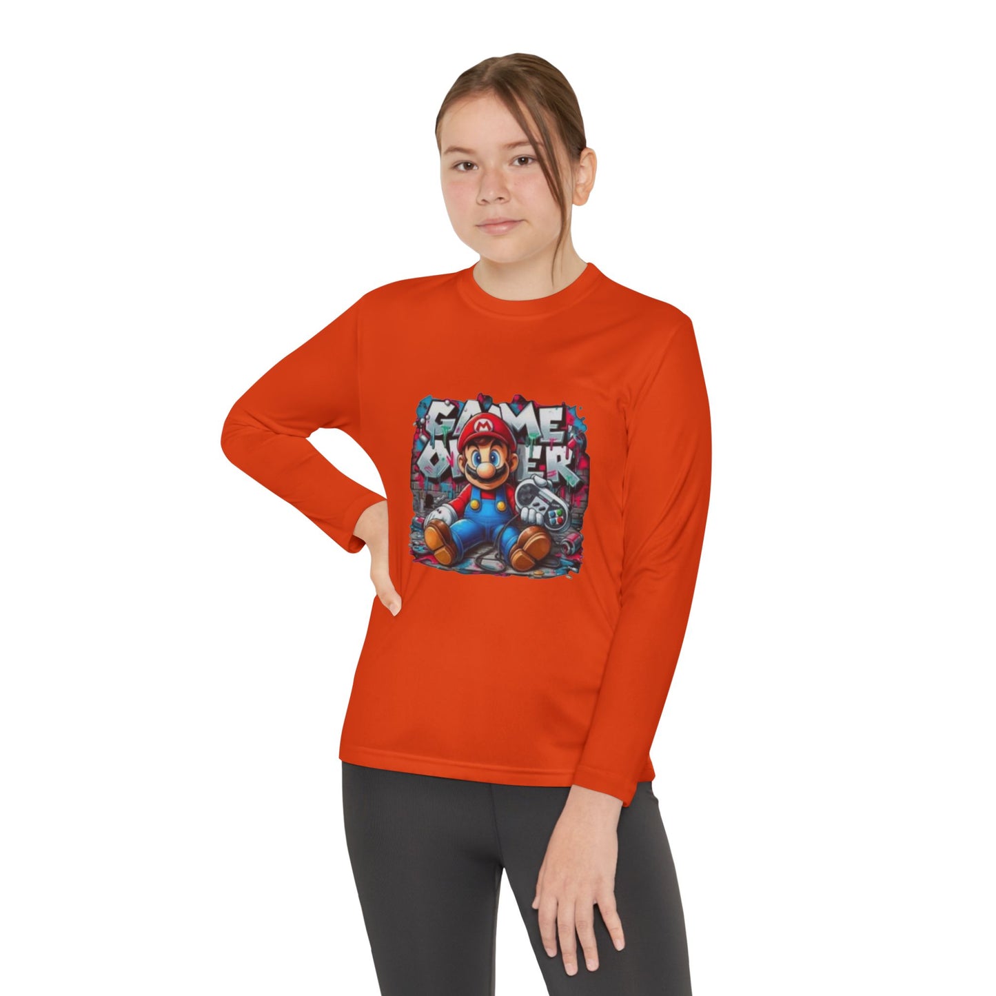 "Game Over" Graphic Youth Long Sleeve Gamer Character Tee