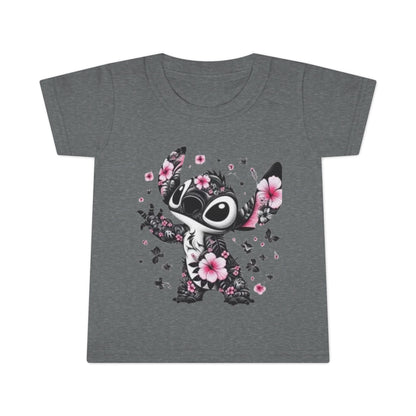 Toddler T-Shirt — Floral Stitch Character Kids Tee (Pink Hibiscus)