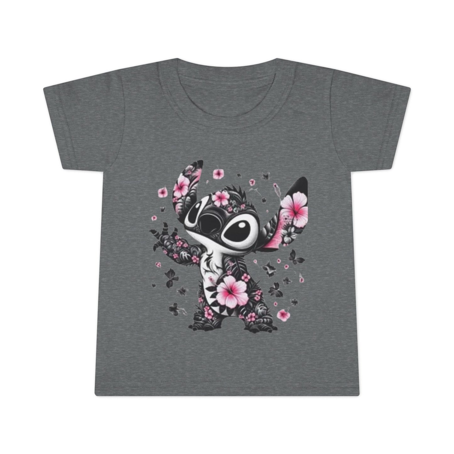 Toddler T-Shirt — Floral Stitch Character Kids Tee (Pink Hibiscus)
