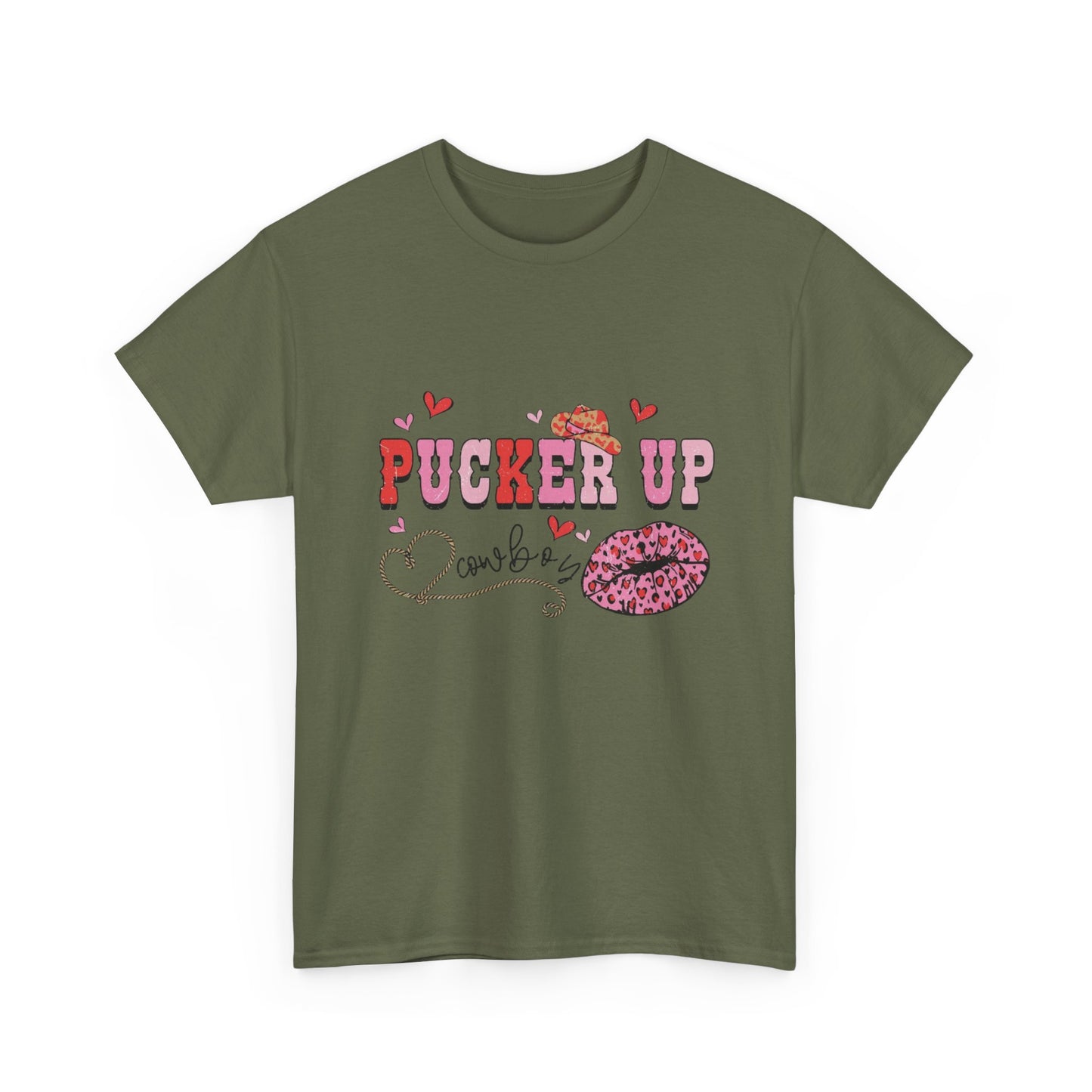 Pucker Up Kiss Graphic Tee – Cute Valentine’s Day Leopard Lip Design