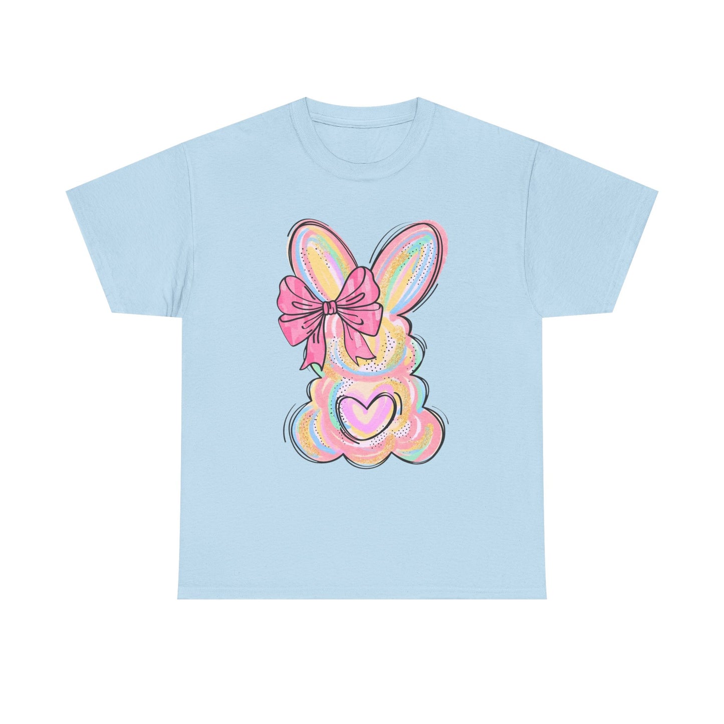 Pastel Bunny Heart T‑Shirt — Cute Easter Bunny Tee with Bow