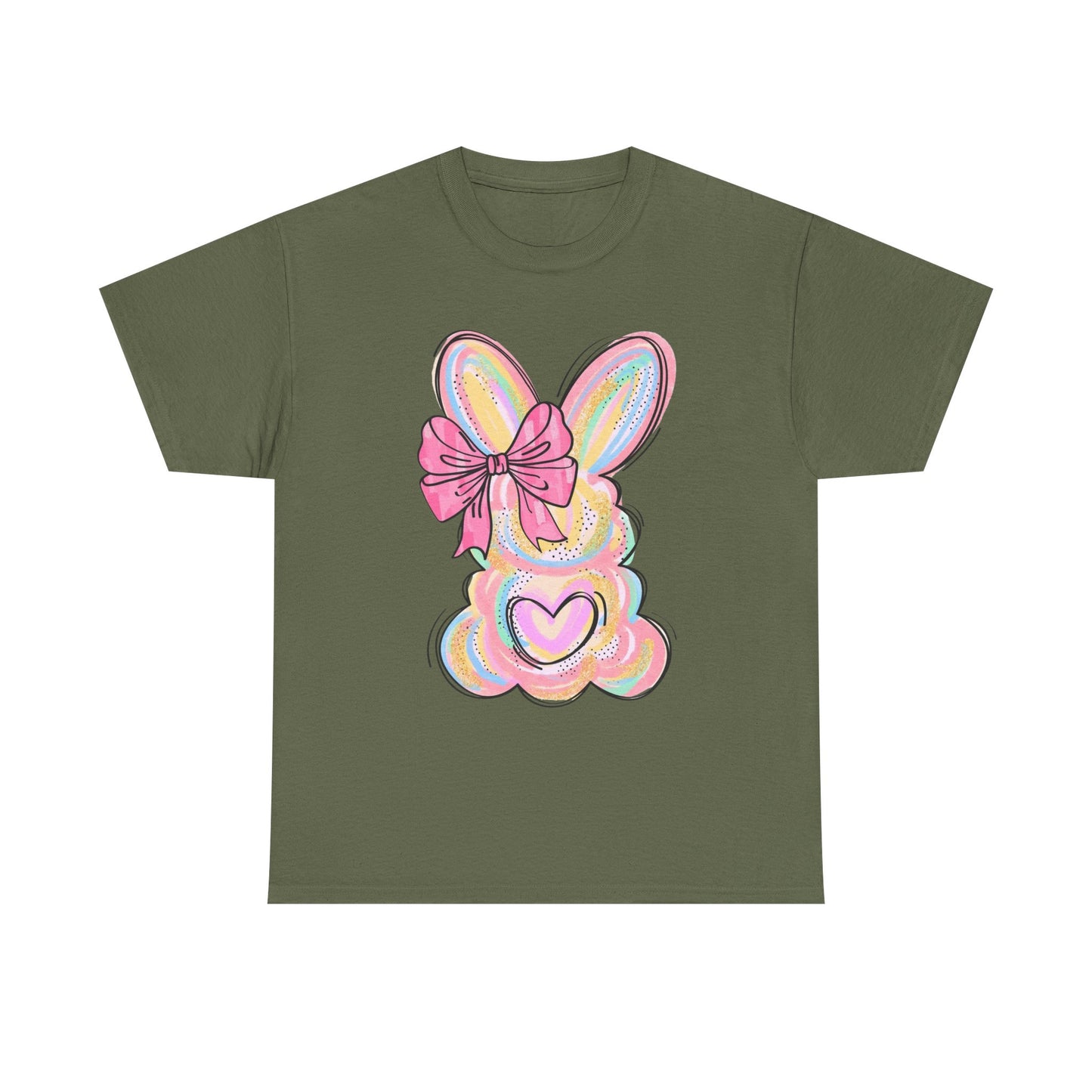 Pastel Bunny Heart T‑Shirt — Cute Easter Bunny Tee with Bow