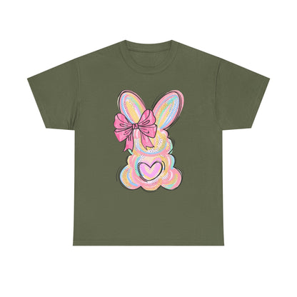 Pastel Bunny Heart T‑Shirt — Cute Easter Bunny Tee with Bow