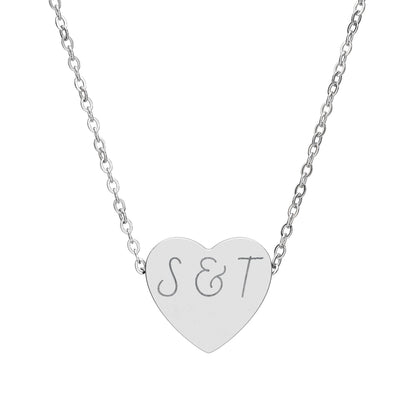 Engravable Heart Necklace — Personalized Initials Pendant (Custom "S & T")