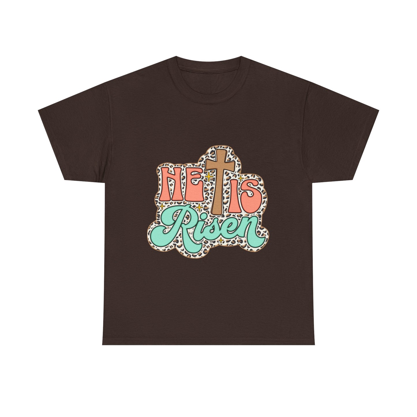 Christian T-Shirt — "He Is Risen" Easter Cross Tee