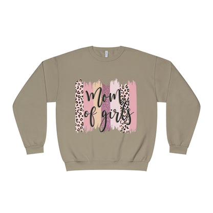 Mom of Girls Leopard Brushstroke Crewneck Sweatshirt