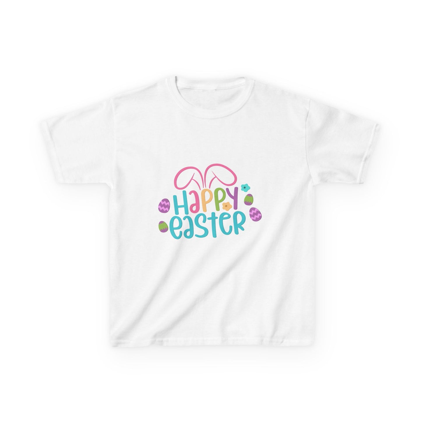 Happy Easter Kids Tee — Bunny Ears & Easter Eggs Holiday Shirt