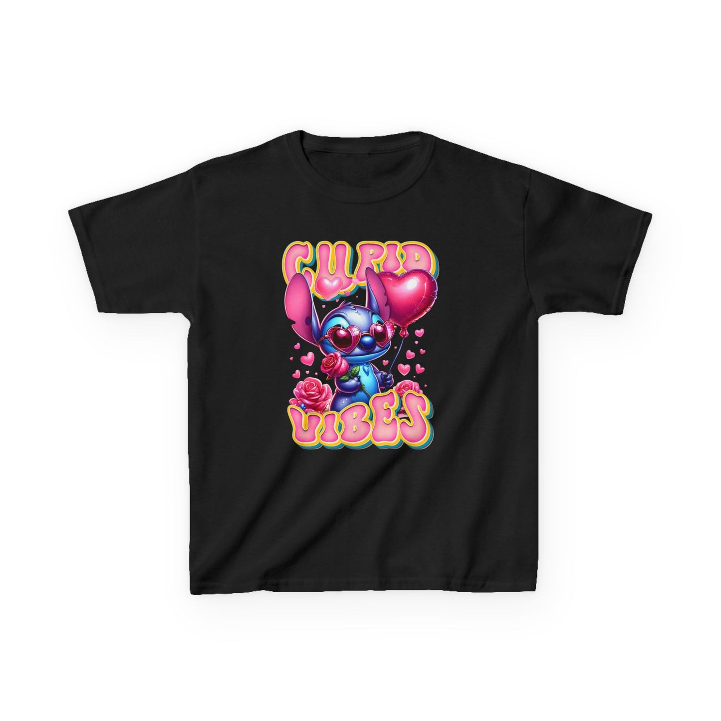 Kids Tee — 'Cupid Vibes' Cute Cartoon Cupid Character Valentine Shirt