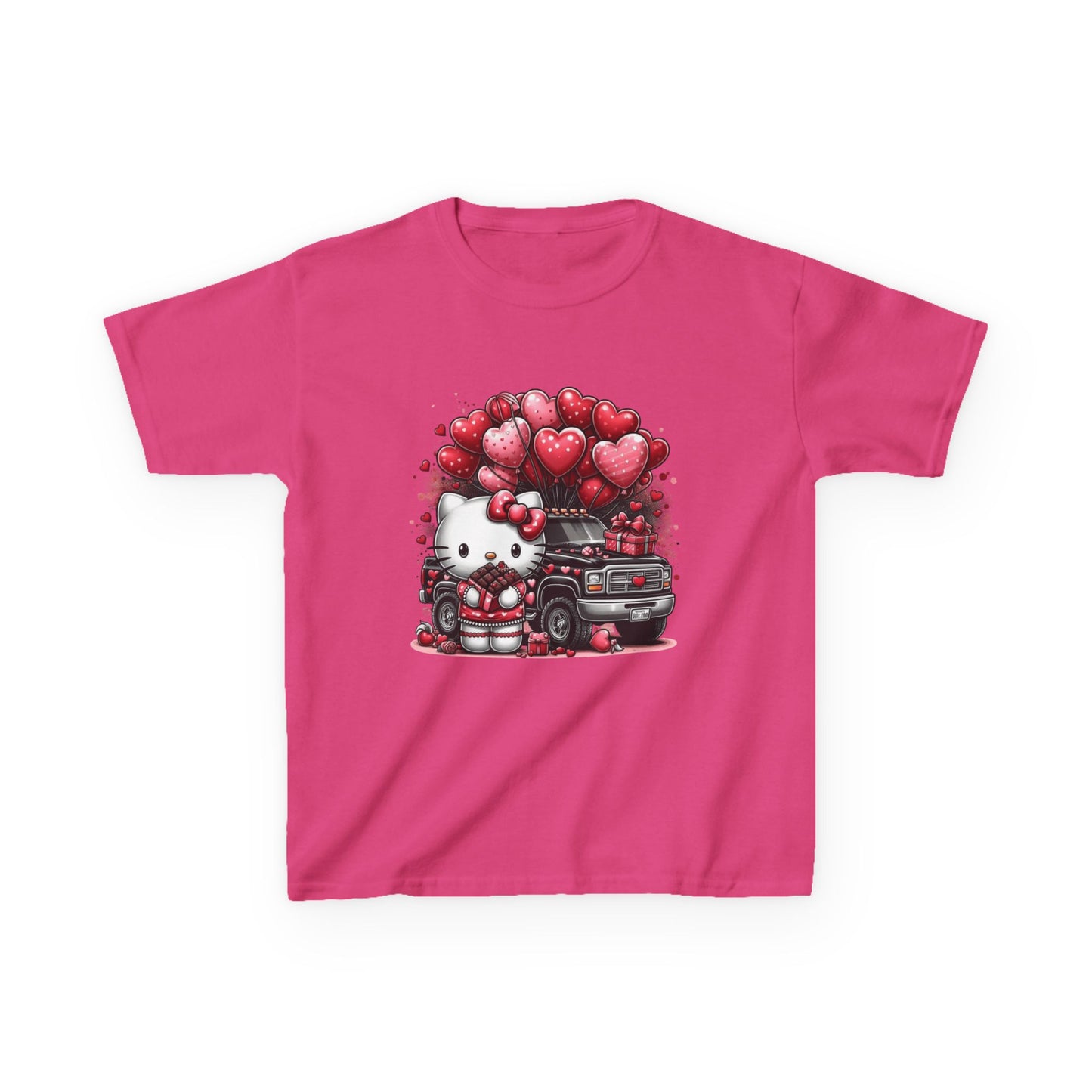 Kids Tee — Cute Kitty with Heart Balloons Valentine Shirt