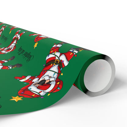 Dabbin' Santa Pattern Wrapping Paper Roll