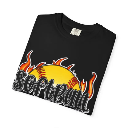 Softball Dad T-Shirt — Flaming Softball Design