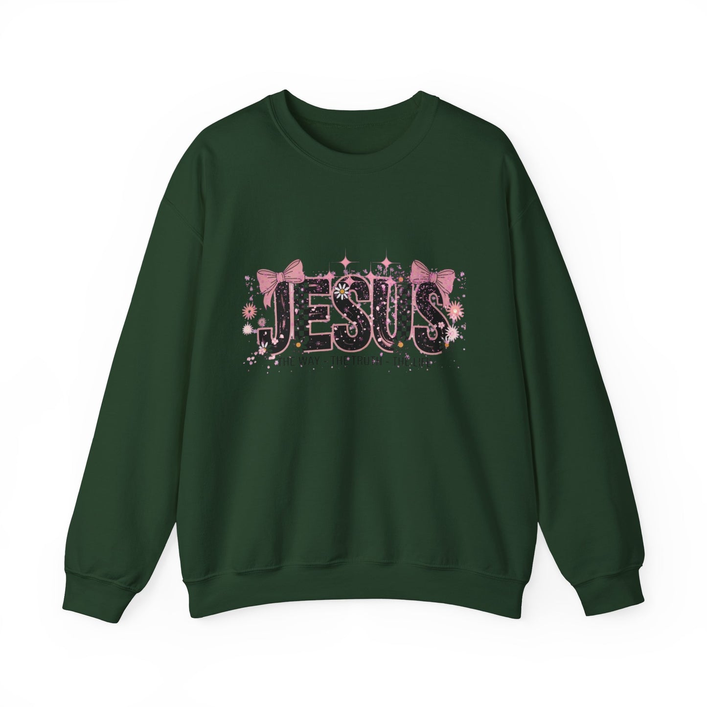 Jesus Floral Crewneck Sweatshirt – The Way The Truth The Life Christian Pullover