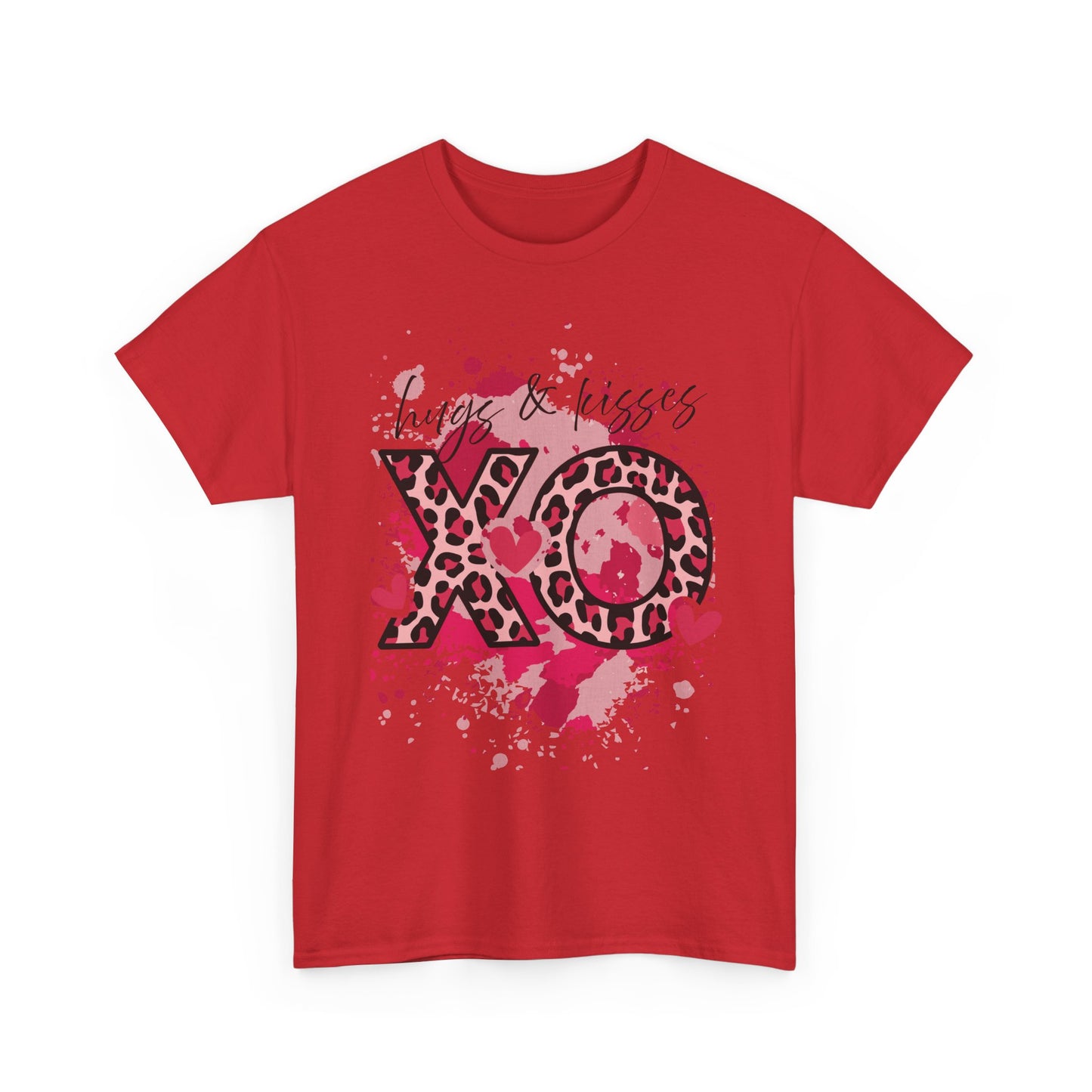 XO Hugs & Kisses Leopard Print Tee — Valentine's Day Graphic Shirt