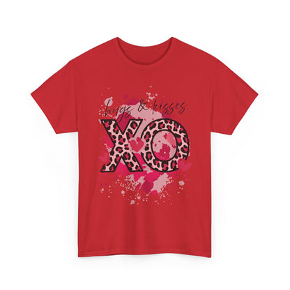 XO Hugs & Kisses Leopard Print Tee — Valentine's Day Graphic Shirt