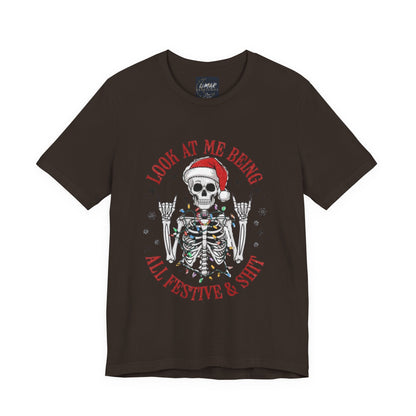 Festive Skeleton Tee - Unisex Jersey Short Sleeve T-Shirt
