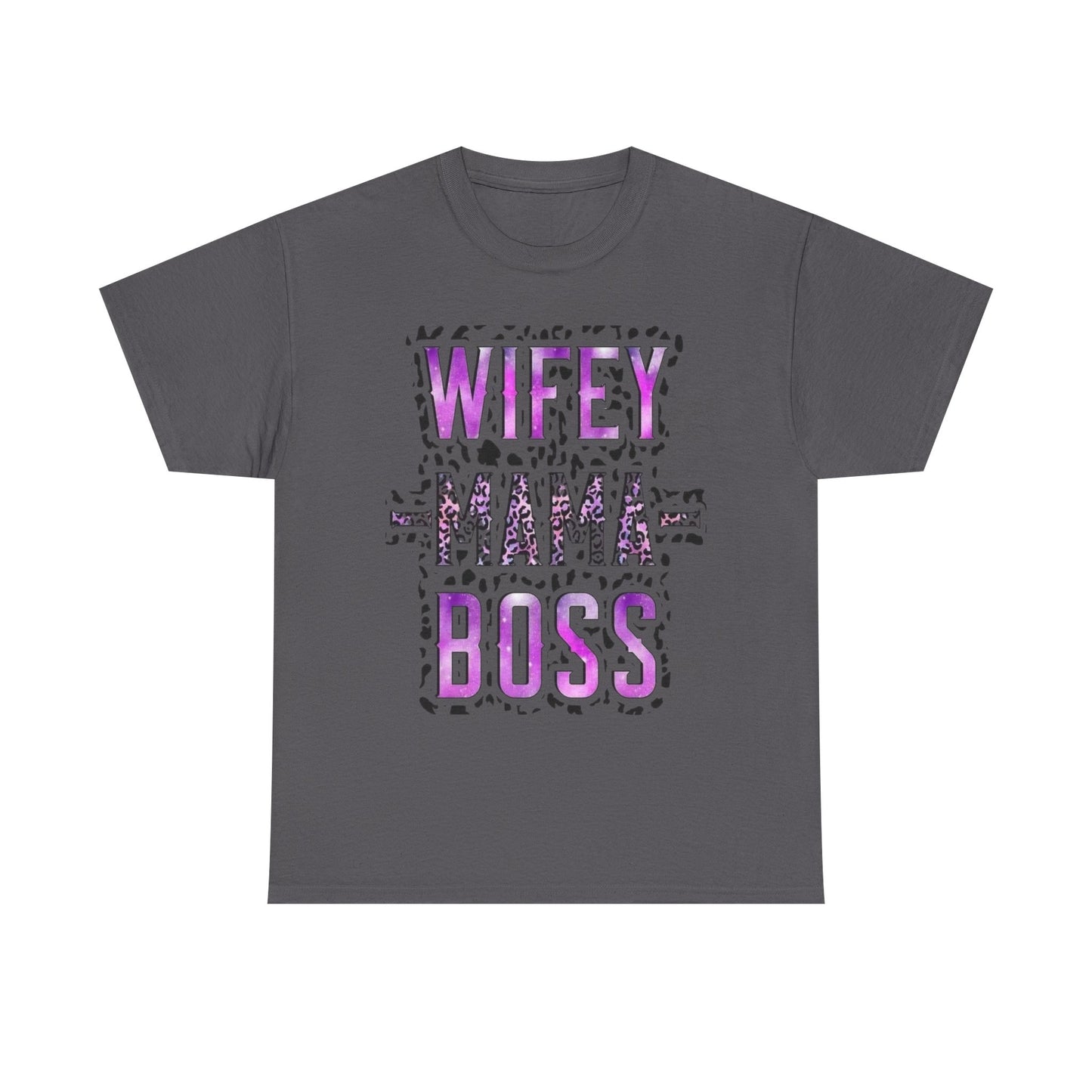 Wifey Mama Boss T-Shirt — Purple Leopard Graphic Tee for Moms