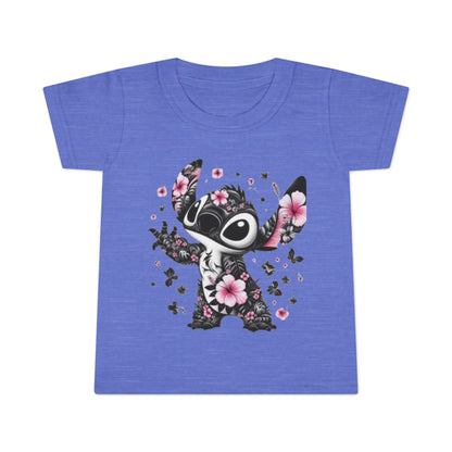 Toddler T-Shirt — Floral Stitch Character Kids Tee (Pink Hibiscus)