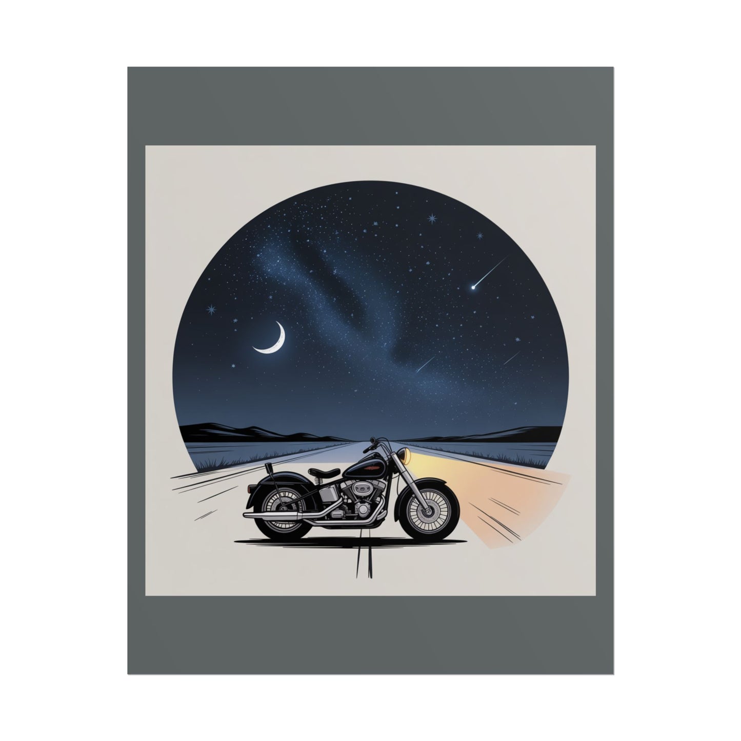 Motorcycle Night Sky Rolled Posters