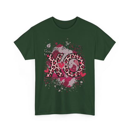XO Hugs & Kisses Leopard Print Tee — Valentine's Day Graphic Shirt
