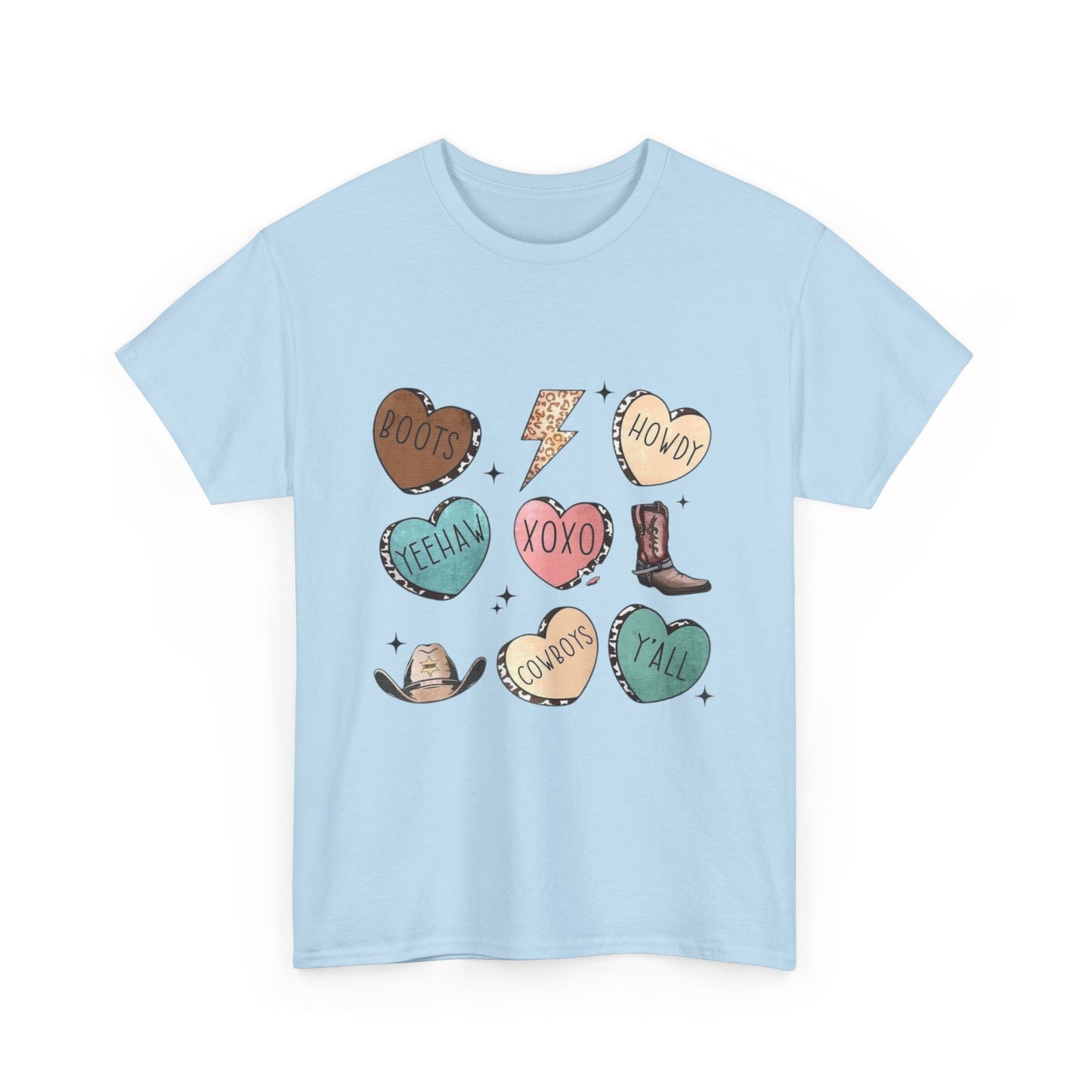 Cowgirl Candy Heart Tee — Cute Western Hearts Graphic T-Shirt (XOXO, Howdy, Y'all)