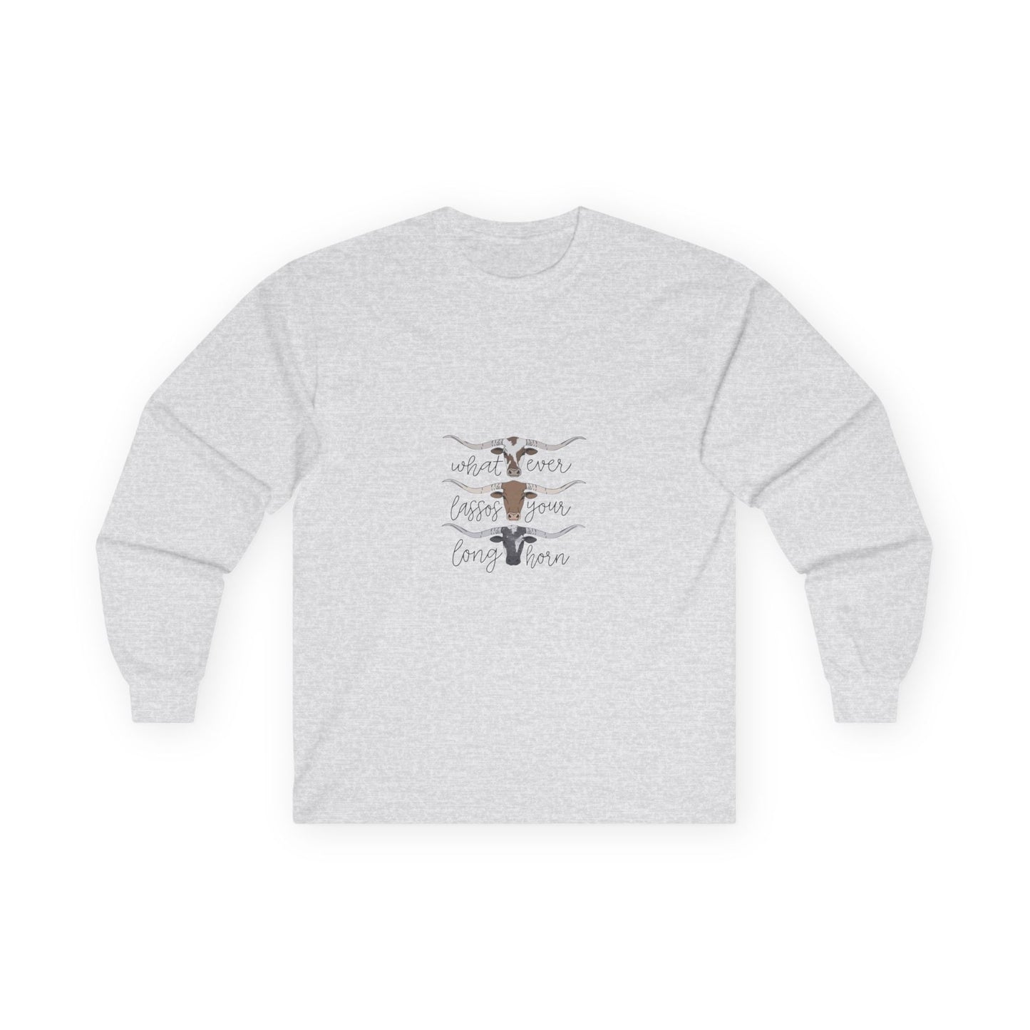 Longhorn Trio Long Sleeve Tee – 'Stay Humble Hustle Hard' Western Graphic