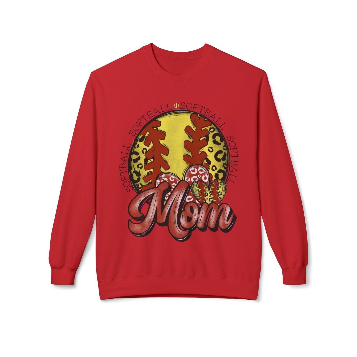 Softball Mom Crewneck Sweatshirt – Leopard Stitch Ball Graphic