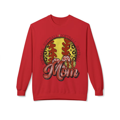 Softball Mom Crewneck Sweatshirt – Leopard Stitch Ball Graphic