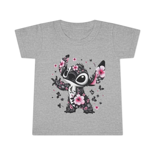Toddler T-Shirt — Floral Stitch Character Kids Tee (Pink Hibiscus)