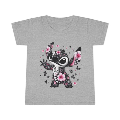 Toddler T-Shirt — Floral Stitch Character Kids Tee (Pink Hibiscus)