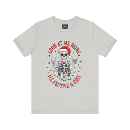 Festive Skeleton Tee - Unisex Jersey Short Sleeve T-Shirt