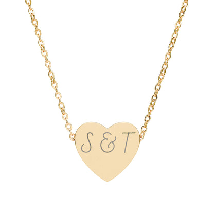 Engravable Heart Necklace — Personalized Initials Pendant (Custom "S & T")