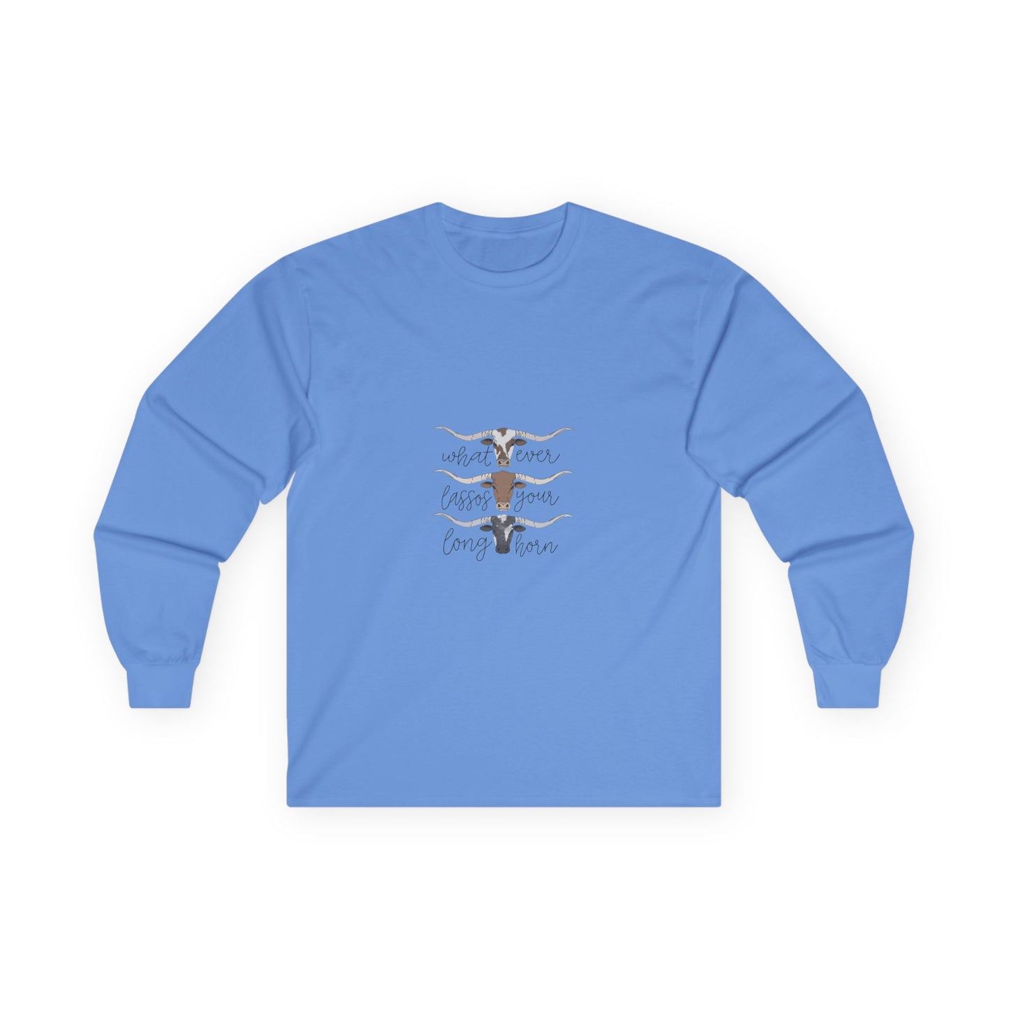 Longhorn Trio Long Sleeve Tee – 'Stay Humble Hustle Hard' Western Graphic