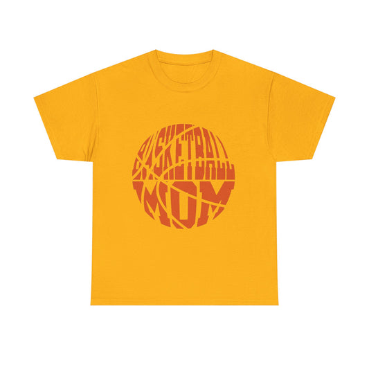 Basketball Mom T‑Shirt — Orange Basketball Graphic Tee for Proud Moms